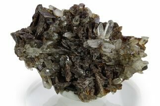 Quartz Crystals on Sharp Axinite Crystal Cluster - Peru #347868