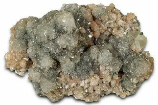 Peach Stilbite and Calcite Crystals on Heulandite - India #348303