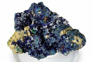 Cerussite and Sparkling Azurite on Green Malachite - Congo #348531