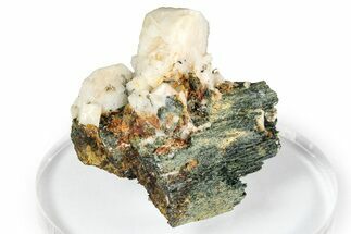 White Feldspar Crystals on Black Aegirine - Malawi #348745