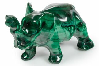 Polished Banded Malachite Elephant Carving - DR Congo #349278