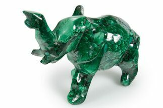 Polished Banded Malachite Elephant Carving - DR Congo #349281