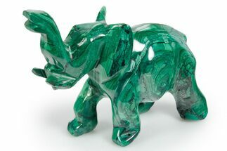 Polished Banded Malachite Elephant Carving - DR Congo #349285