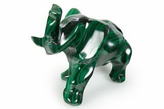 Polished Banded Malachite Elephant Carving - DR Congo #349297