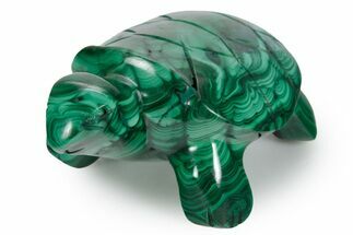 Flowery Malachite Turtle Carving - DR Congo #349328