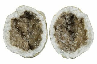 Keokuk Geode with Calcite Crystals (Pair) - Missouri #349522