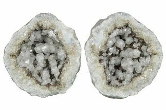 Keokuk Geode with Calcite Crystals (Pair) - Missouri #349523