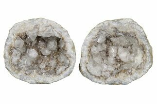 Keokuk Geode with Calcite Crystals (Pair) - Missouri #349534