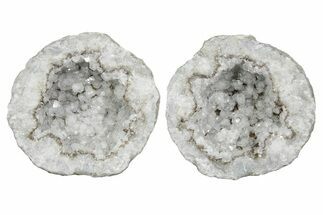 Keokuk Geode with Calcite Crystals (Pair) - Missouri #349535