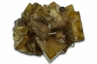 Golden Barite Crystals On Fluorite - Xiefang Mine, China #350738