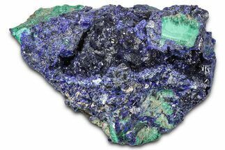 Sparkling Azurite Crystals with Fibrous Malachite - China #350786