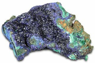 Sparkling Azurite Crystals with Fibrous Malachite - China #350788