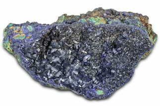 Sparkling Azurite Crystals with Fibrous Malachite - China #350801