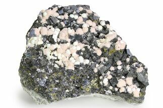 Light Pink Rhodochrosite on Cubic Galena and Chalcopyrite #350808