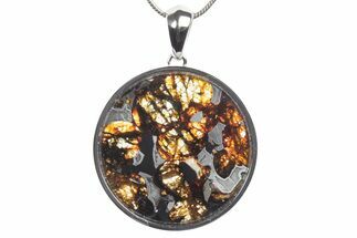 Sericho Pallasite Round Meteorite Pendant - Kenya #351401