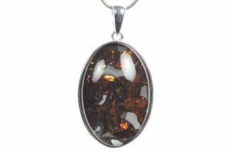 Sericho Pallasite Oval Meteorite Pendant - Kenya #351407