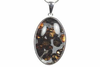 Sericho Pallasite Oval Meteorite Pendant - Kenya #351408