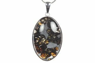 Sericho Pallasite Oval Meteorite Pendant - Kenya #351412