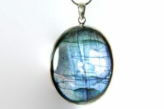 Brilliant Blue Labradorite Pendant with Chain #353890