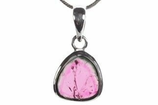 Polished Watermelon Tourmaline Pendant (Necklace) - Sterling #353973