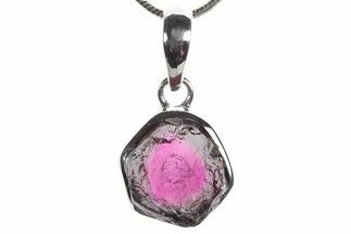 Polished Watermelon Tourmaline Pendant (Necklace) - Sterling #353977