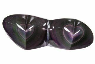 Polished Rainbow Obsidian Double Heart - Mexico #355425