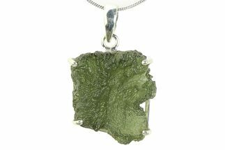 Green Moldavite Tektite Pendant ( g) - Czech Republic #359287