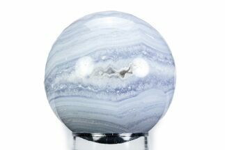 Polished Banded Blue Lace Agate Sphere - Namibia #360322