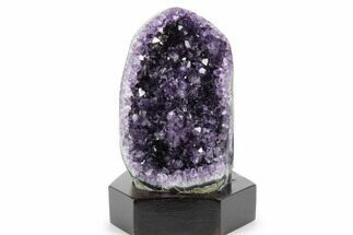 Deep Purple Amethyst Geode With Wood Base - Uruguay #360459