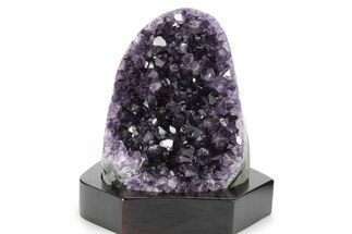 Deep Purple Amethyst Geode With Wood Base - Uruguay #360462
