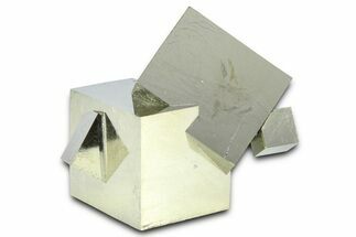 Shiny, Natural Pyrite Cube Cluster - Navajun, Spain #361808