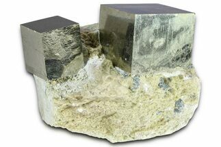 Two Natural Pyrite Cubes In Rock - Navajun, Spain #361862