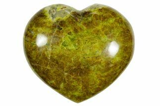 Polished Green Pistachio Opal Heart - Madagascar #361579