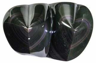 Polished Rainbow Obsidian Double Heart - Mexico #362216