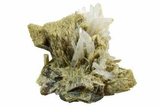 Clinozoisite and Quartz on Epidote Crystal Cluster - Peru #362052