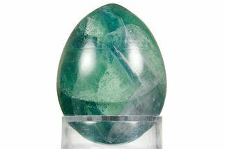 Polished Purple and Green Fluorite Egg - Fluorescent! #362783