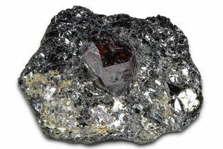 Fluorescent Zircon Crystal and Magnetite in Biotite Schist - Norway #363928
