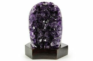 Deep Purple Amethyst Geode With Wood Base - Uruguay #364437