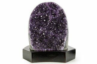 Deep Purple Amethyst Geode With Wood Base - Uruguay #364438