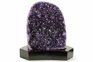 Deep Purple Amethyst Geode With Wood Base - Uruguay #364439