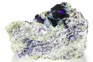 Purple Cubic Fluorite Crystals on Muscovite - Yaogangxian Mine #364573