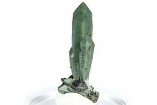 Green Hedenbergite Included Quartz Cluster - Mongolia #366513