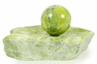 Polished Noble Serpentine Sphere with Base - Washington #367363