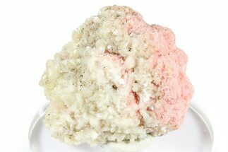 Sparkling Stilbite Crystals on Rhodochrosite Rosettes - Bulgaria #368695