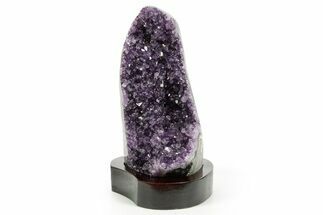 Deep Purple Amethyst Geode With Wood Base - Uruguay #368337
