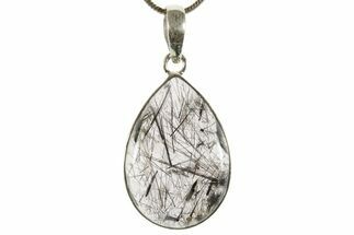 Glassy Tourmalinated Quartz Pendant - Sterling Silver #369893