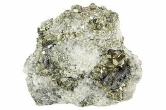 Gleaming Pyrite Crystals and Sphalerite on Quartz - Peru #369841
