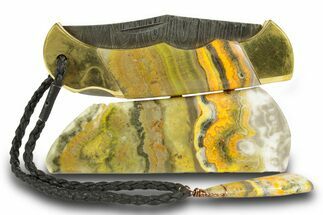 Pocket Knife with Bumblebee Jasper Inlays & Matching Base #370787