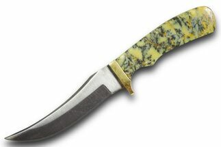 Knife with Yellow Dendritic Opal Inlays - Handcrafted In Utah #370833