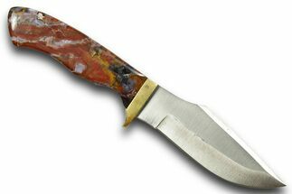 Knife with Colorful Agate and Jasper Inlays #370841